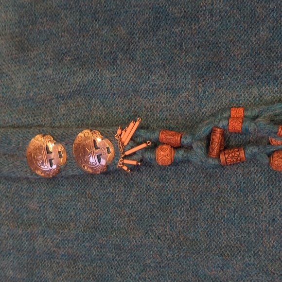 Origin Alpaca XL Women's 100% Alpaca Sweater Made In Peru Metal Detail Warm Boho - Picture 2 of 14